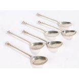 Set of six George V silver seal top teaspoons, London 1919, maker Josiah Williams & Co (David