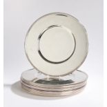 Thirteen Christofle France plates, with reeded borders, 30cm diameterSurface scratches and marks