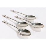 Four Elizabeth II silver dessert spoons, Sheffield 1961, maker Priestley & Moore Ltd, the handles