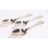 Three William IV silver table spoons, London 1830, maker William Eaton, with plain fiddle pattern