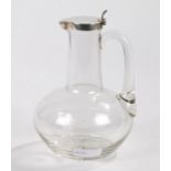 Victorian silver mounted clear glass claret jug, London 1889, maker Hukin & Heath (John Thomas Heath