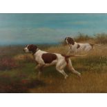 John Alexander Harrington Bird (1846-1936) Two English Pointer Hunting dogs, signed oil on canvas,