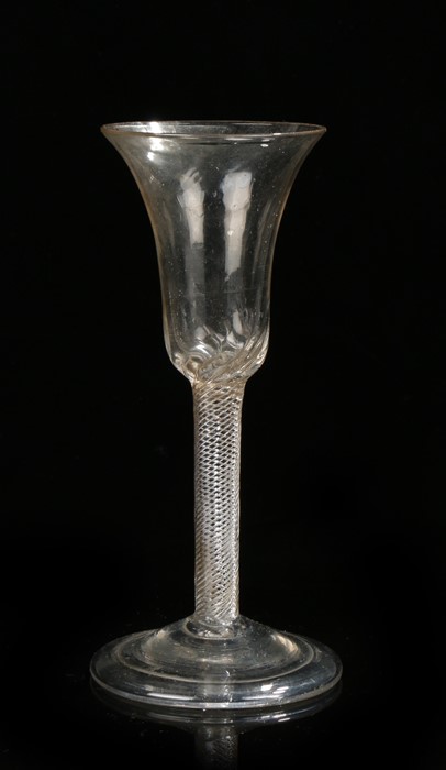 George III wine glass, the trumpet bowl with a twist to the base above the air twist stem and