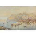 Mary Weatherill (1834-1913) A view of Whitby looking over the harbour, signed watercolour, 52cm x