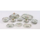 Spode stone china part dinner service, in the famille rose palette, to include a tureen cover and