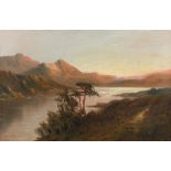 Alfred de Breanski Snr (1852-1928) Evening on a Scottish loch, signed oil on canvas, 60cm x 39cm