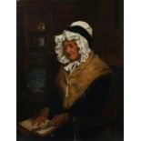 William T Buckley (19th Century) Portrait of an elderly woman with bible oil on canvas monogramed,