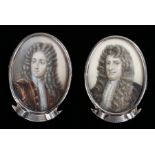 Pair of 19th Century silver framed miniatures, on ivory depicting Lord William Russell and Charles