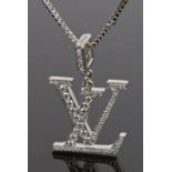 18 carat white gold Louis Vuitton diamond set pendant necklace, with an estimated total diamond