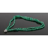 Emerald necklace, with a diamond set clasp end, 41cm long