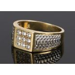 18 carat gold diamond set ring, with nine round cut diamonds to the head, ring size S