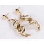 Pair of 9 carat gold earrings, with interwoven swirl design, 4.1 grams