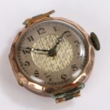 9 carat gold ladies wristwatch, the fleur de lys dial with Arabic numerals, manual wound