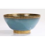 Carlton Ware 'Bleu Royale' bowl, decorated in gilt with enamelled trees and foliage on a blue