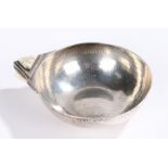 George V Art Deco silver wine taster, London 1931, maker Robert Edgar Stone, with beaten bowl and