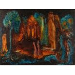 Moira Doggett (B1927), woodland scene, signed oil on canvas dated '65, unframed, the oil 101.5cm x