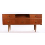 Albro Furniture veneered dressing table, with curved central section above a single drawer flanked