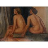 Kathleen Tyson (1898-1982) Two female nudes oil on canvas signed, housed in a gilt frame, the oil
