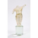 Sergio Rossi Murano glass figure, in clear glass with gold flecked interior, of a naked torso,