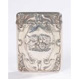 Edward VII silver card case, Birmingham 1903, maker Henry Matthews, with embossed foliate and cherub