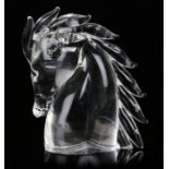 Murano glass horses head, with flowing mane, signed to base, 17cm highSurface spots and marks,
