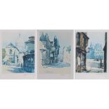 Luigi Kasimir and Tanna Kasimir-Hoernes, European street scenes, three signed etchings, housed in