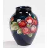 Moorcroft vase, the blue ground with anemone decoration, stamped to base Moorcroft made in