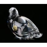 Val St Lambert crystal glass paperweight, modelled as a dove, signed to base and with sticker,