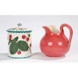 Wemyss pot and cover decorated with raspberries and leaves, Wemyss jug with puce exterior (2)Pot and