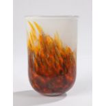 Art glass vase with flame effect decoration, signed indistinctly to base and dated 2001, 14.5cm