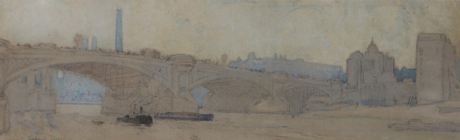 Leonard Russell Squirrell (1893-1979), London Bridge, signed watercolour, dated 1922, housed in a