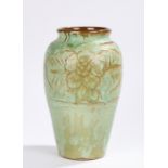 Art pottery vase by T W Lemon & Sons, Weston Ware, Weston Super Mare, the green ground with