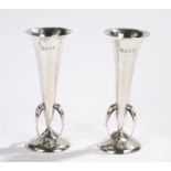 Pair of Edward VII Art Nouveau silver vases, Glasgow 1908, maker George Edward & Sons (David &