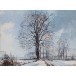 Cavendish Morton (1911-2015), Trees near Eye, Winter, signed and dated 1974 watercolour, 20cm x