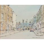 Hugh Mckensie (1909-2005), London street scene, signed watercolour dated 1968, housed in a light