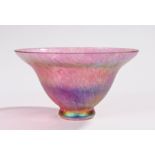 Iridescent art glass bowl, with mottled puce decoration, 13.5cm diameter No visible condition