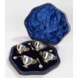 Set of four Edward VII Silver salts, London 1905/06, maker Wakely & Wheeler (James Wakely & Frank