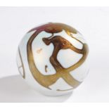 J. Ditchfield/ Glasform paperweight, with gold and white swirls, signed to base, numbered PW65 and