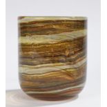 Isle of Wight glass pot, with striped decoration, impressed mark to base, 12.5cm diameter, 14cm