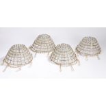 Set of four 1950's lampshades, each formed from five graduated rings of prismatic roundels