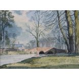 Cavendish Morton (1911-2015), River Brett, Chelsworth, signed and dated 1972 watercolour, 20cm x
