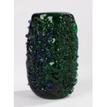 Art glass vase, with green and blue bobble exterior, 18.5cm highScratches to base