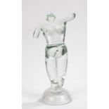 Sergio Rossi Murano glass figure, in clear glass of a ladies naked torso, signed to the domed