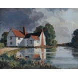 Cavendish Morton (1911-2015), Willy Lott's Cottage, River Stour, Suffolk, signed and dated 76 oil on