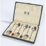Set of six George V silver teaspoons, Birmingham 1924, maker Liberty & Co. the handles with semi-