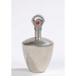 Art Deco style English pewter perfume bottle, the stopper in the form of a stylised eye with red
