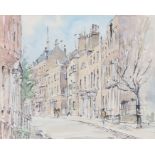 Hugh Mckensie (1909-2005), London street scene, signed watercolour, housed in a light wood glazed