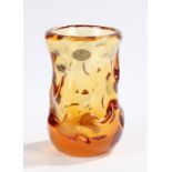 Whitefriars Geoffrey Baxter knobbly range orange glass vase, with sticker to neck, 13cm