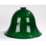 Large green glass lamp shade, bell shape with white interior, 43cm wideWhite paint flecks to