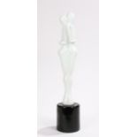 Sergio Rossi Murano glass figural group, in white glass of a couple embracing, signed to the black